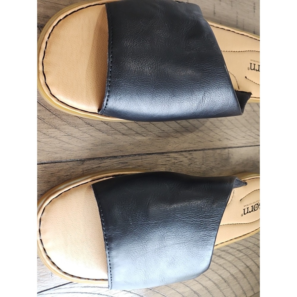 Born Shoes Women 9 Black Leather Izabel Slide Sandals Minimalist Capsule - Picture 10 of 12